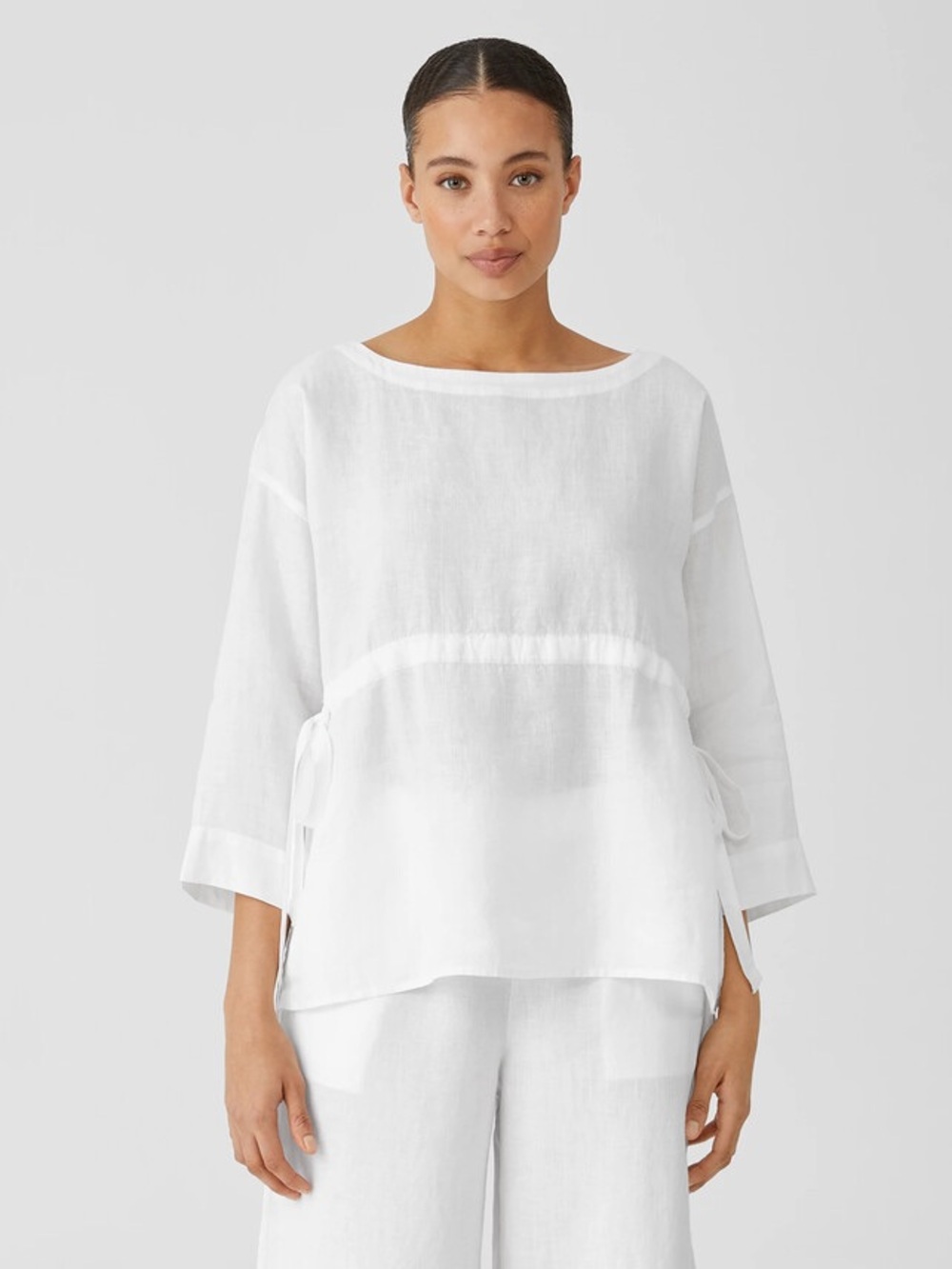 Eileen Fisher Organic Handkerchief Linen Bateau Neck Top